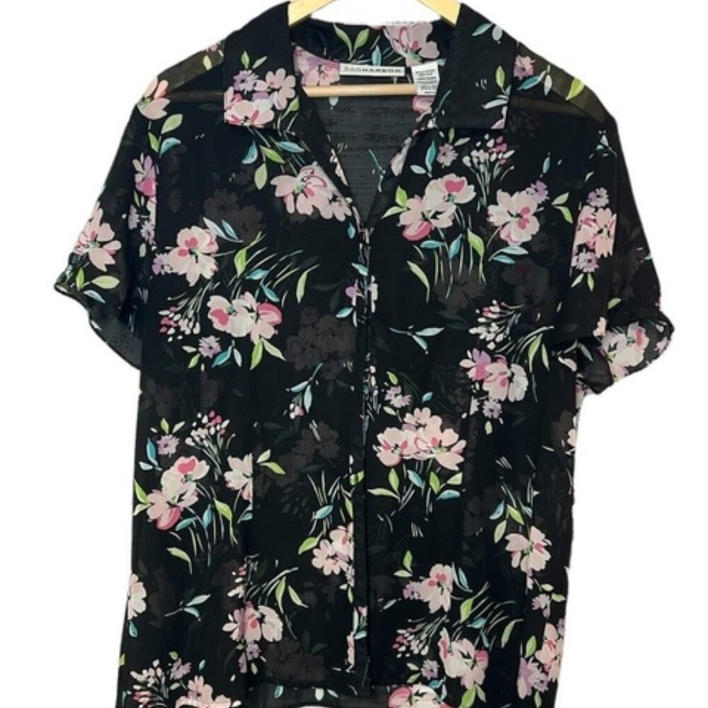 🔥 SAG HARBOR Button up 🌸 Floral Blouse LARGE